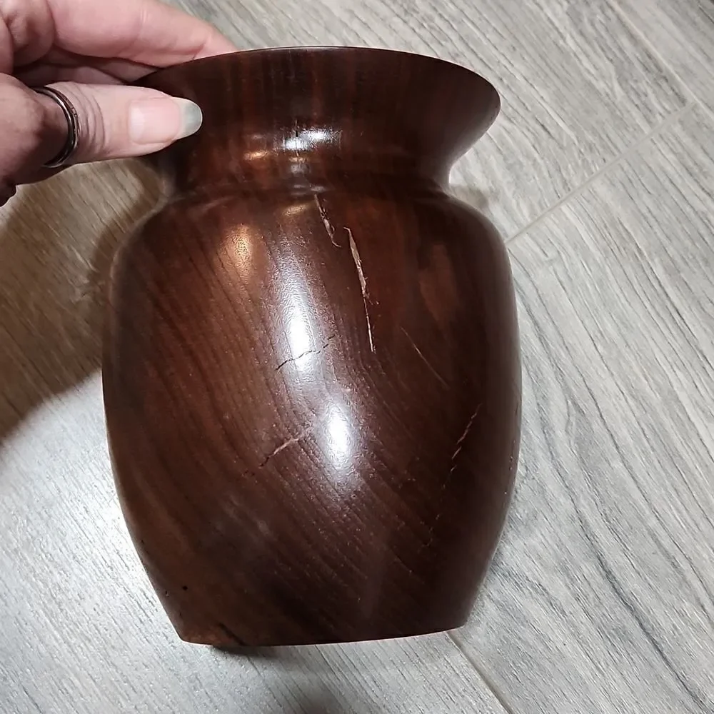 Vintage Wooden Dark Vase - Picture 3 of 6
